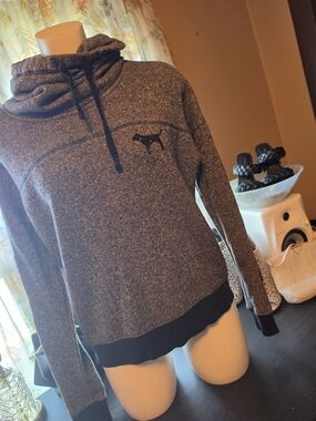 Victoria's Secret Gray Black Marled Pullover Hoodie